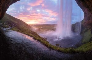 waterfall Seljalandsfoss in Iceland.